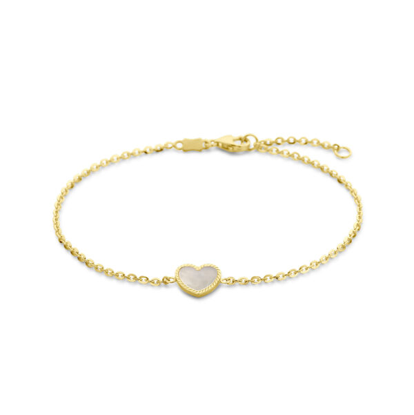 armband hart parelmoer 16 - 18 cm 14K geelgoud
