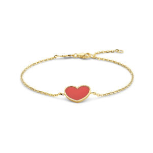 armband hart rode epoxy 1,5 mm 16 - 18 cm 14K geelgoud