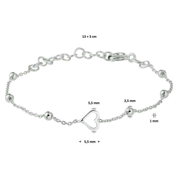 armband hart zilver gerhodineerd - Afbeelding 3