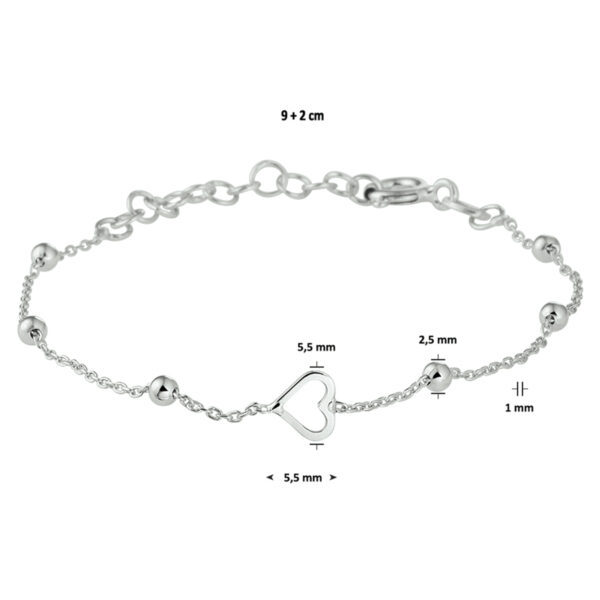 armband hart zilver gerhodineerd - Afbeelding 4