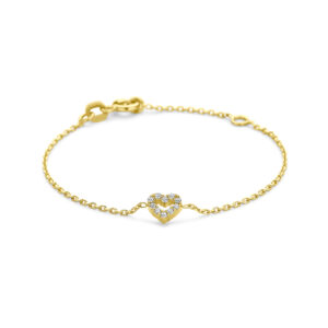 armband hart zirkonia 11 + 2 cm 14K geelgoud