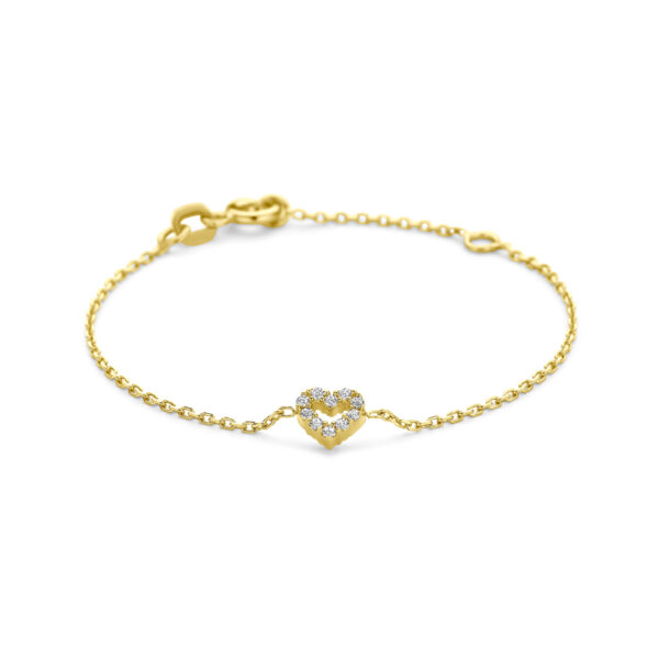 armband hart zirkonia 11 + 2 cm 14K geelgoud