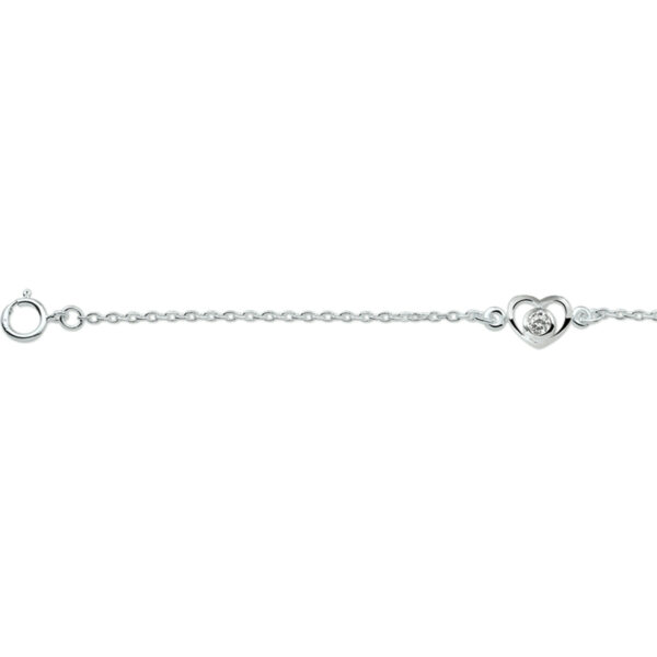 armband hart zirkonia 13 - 15 cm zilver wit - Afbeelding 2