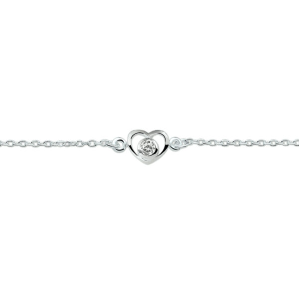 armband hart zirkonia 13 - 15 cm zilver wit - Afbeelding 4