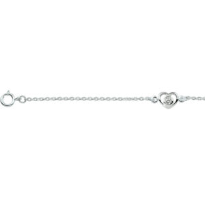 armband hart zirkonia 13 - 15 cm zilver wit