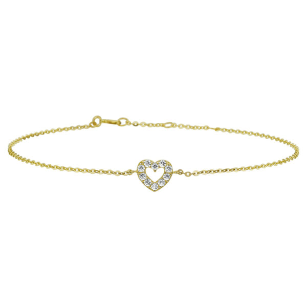 armband hart zirkonia 16,5 - 18,5 cm 14K geelgoud