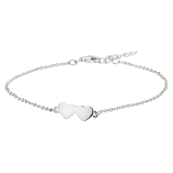 armband harten 1,3 mm 16 + 3 cm zilver gerhodineerd