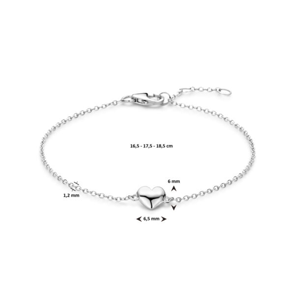 armband hartje 16,5 - 17,5 - 18,5 cm zilver gerhodineerd - Afbeelding 3