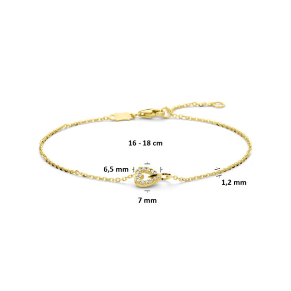 armband hartje zirkonia 16 - 18 cm 14K geelgoud - Afbeelding 3