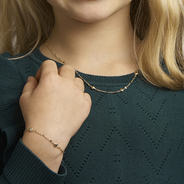 armband hartjes 11 - 13 cm 14K geelgoud - Afbeelding 3