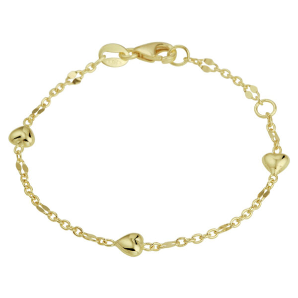 armband hartjes 11 - 13 cm 14K geelgoud
