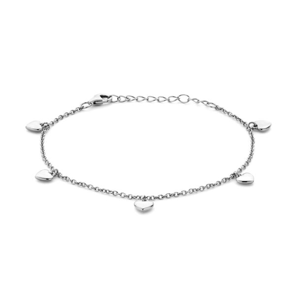armband hartjes 13 + 3 cm zilver gerhodineerd - Afbeelding 3
