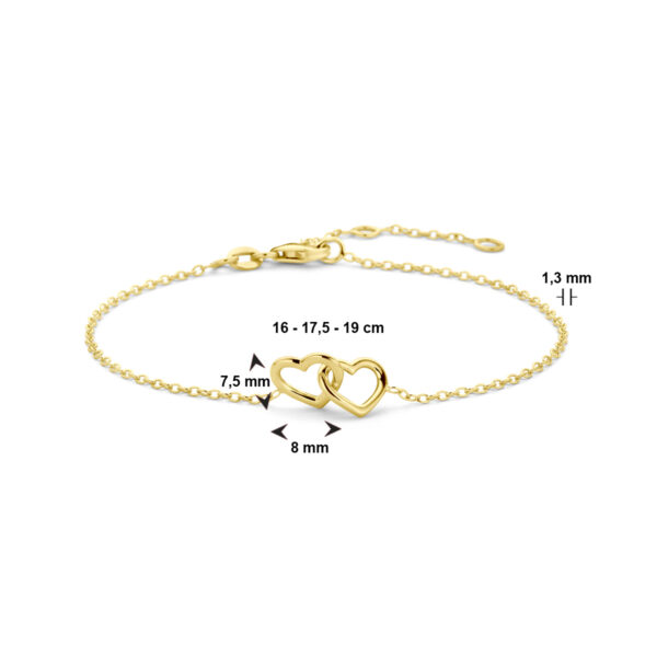armband hartjes 16 - 17,5 - 19 cm 14K geelgoud - Afbeelding 3