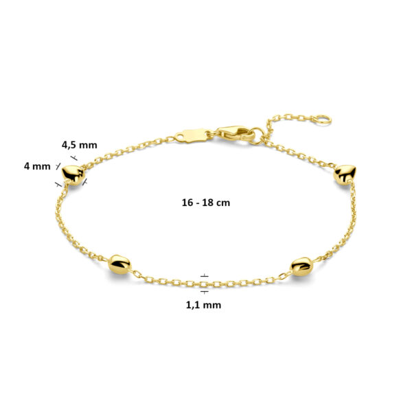armband hartjes 16 - 18 cm 14K geelgoud - Afbeelding 3