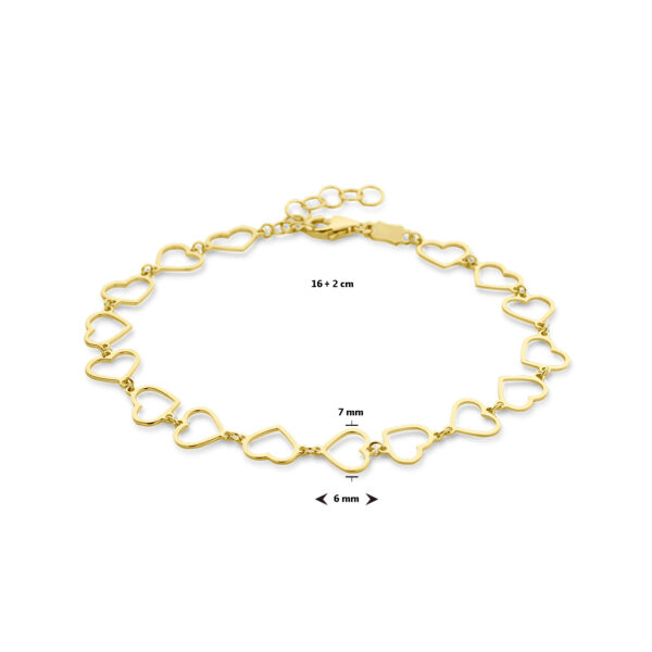 armband hartjes 16 + 2 cm 14K geelgoud - Afbeelding 3