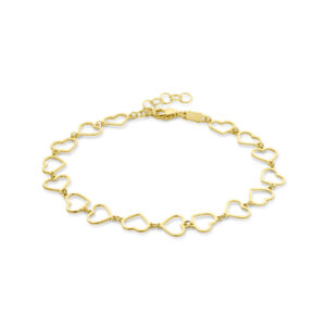 armband hartjes 16 + 2 cm 14K geelgoud