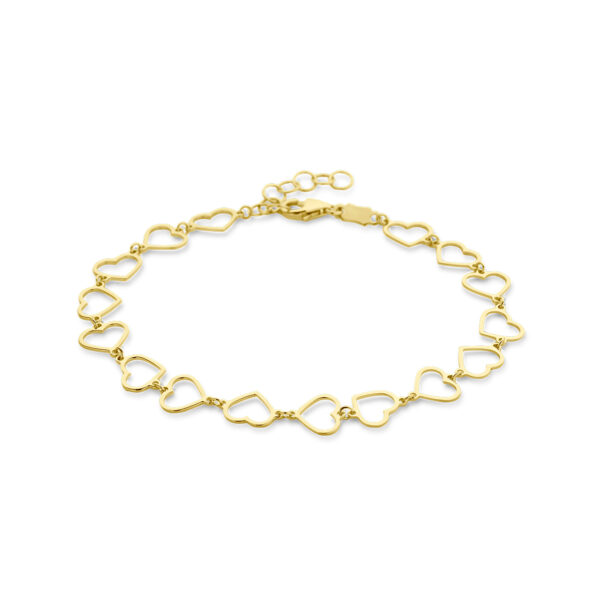 armband hartjes 16 + 2 cm 14K geelgoud