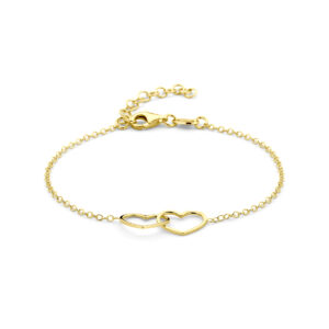 armband hartjes 16 + 3 cm 3 micron zilver verguld (geel)