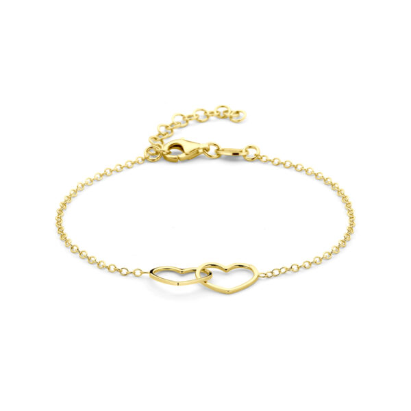 armband hartjes 16 + 3 cm 3 micron zilver verguld (geel)