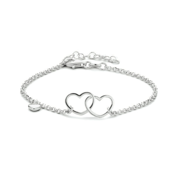armband hartjes 16 + 3 cm zilver gerhodineerd