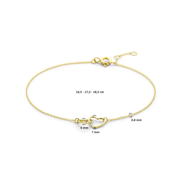 armband hartjes 16,5 - 17,5 - 18,5 cm 14K geelgoud - Afbeelding 3