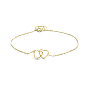 armband hartjes 16,5 - 17,5 - 18,5 cm 14K geelgoud