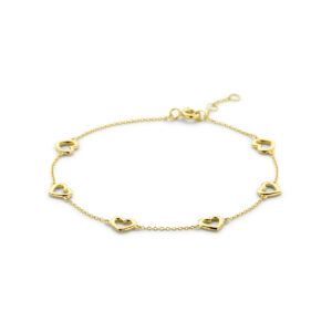 armband hartjes 16,5 - 17,5 - 18,5 cm 14K geelgoud