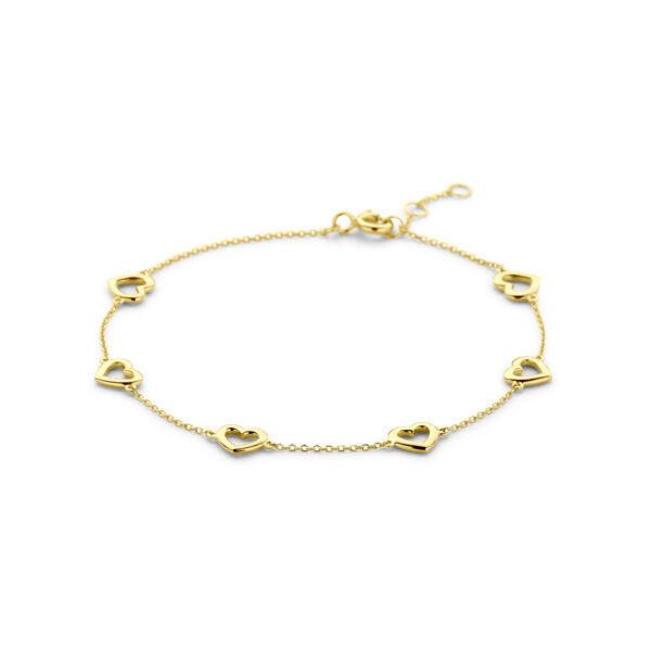 armband hartjes 16,5 - 17,5 - 18,5 cm 14K geelgoud