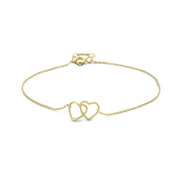 armband hartjes 16,5 - 17,5 - 18,5 cm 14K geelgoud