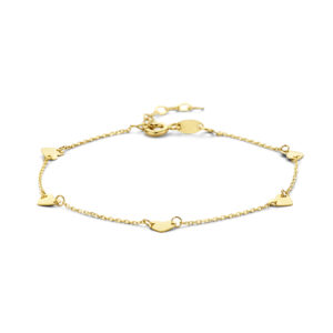armband hartjes 16,5 + 2 cm 14K geelgoud