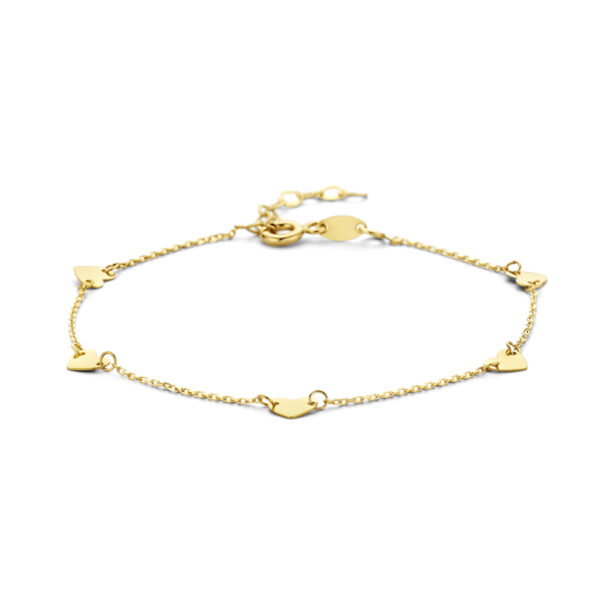 armband hartjes 16,5 + 2 cm 14K geelgoud