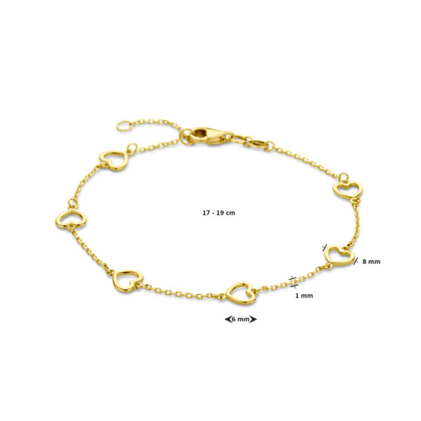 armband hartjes  17 - 19 cm 14K geelgoud - Afbeelding 3