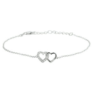 armband hartjes en zirkonia 16 + 3 cm zilver gerhodineerd