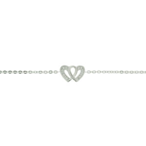 armband hartjes zirkonia 16,5 + 2,5 cm zilver gerhodineerd