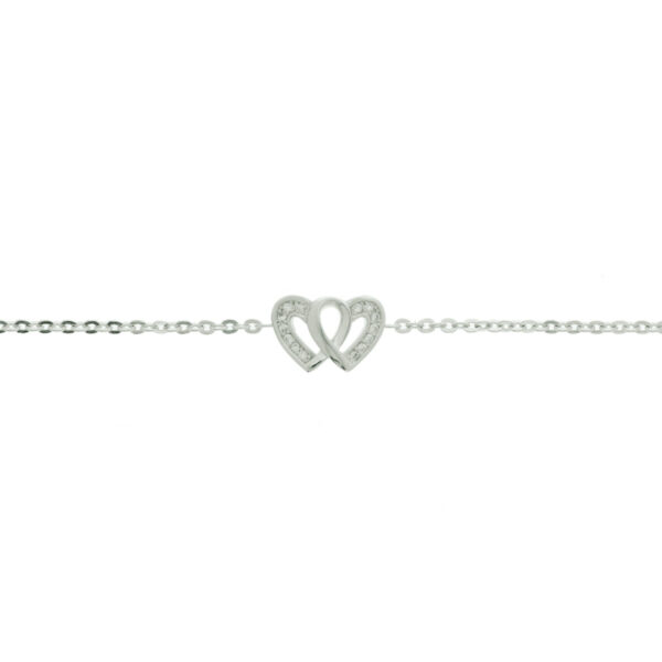 armband hartjes zirkonia 16,5 + 2,5 cm zilver gerhodineerd