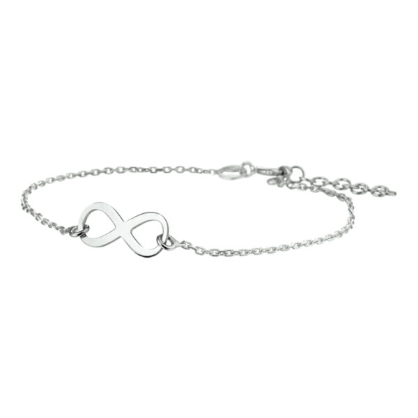 armband infinity 17 + 2,5 cm zilver gerhodineerd