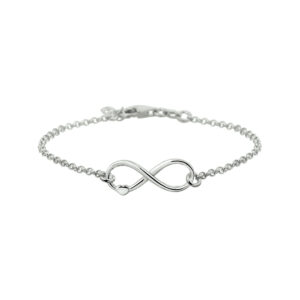 armband infinity en hart 17 + 2 cm zilver gerhodineerd