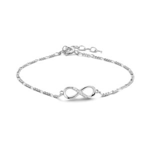 armband infinity zirkonia 15,5 + 2,5 cm zilver gerhodineerd