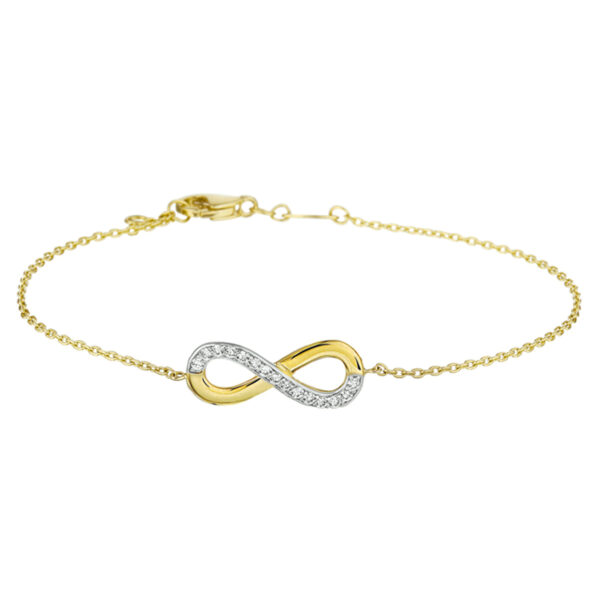 armband infinity zirkonia 17,5 + 1 cm 14K geelgoud