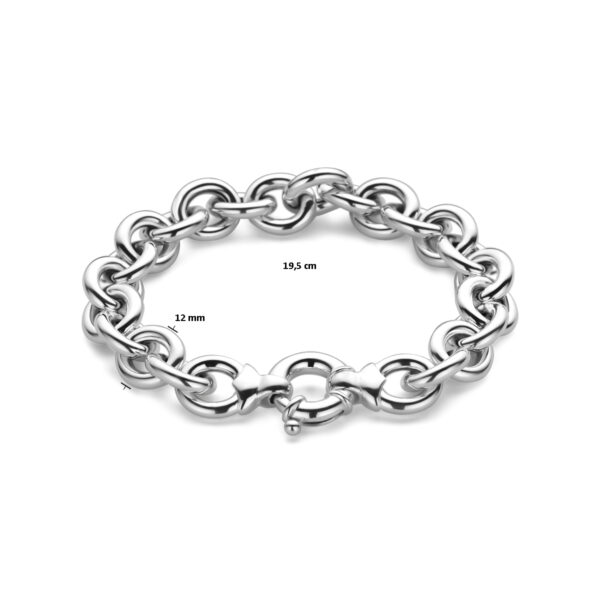 armband jasseron 12 mm 19,5 cm met groot springslot zilver wit - Afbeelding 2