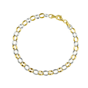 armband jasseron 4,7 mm 19 cm 14K bicolor goud geel/wit