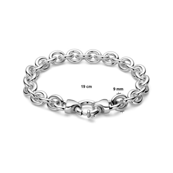 armband jasseron 9 mm met groot springslot 19 cm zilver wit - Afbeelding 3