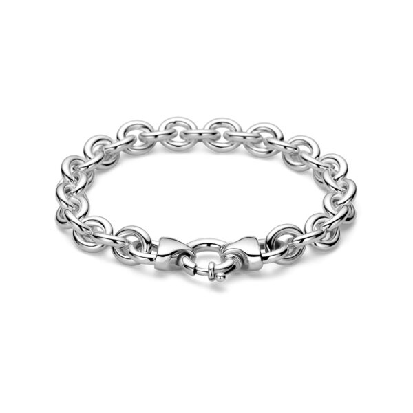 armband jasseron 9 mm met groot springslot 19 cm zilver wit