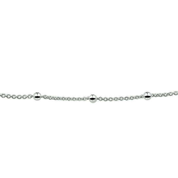armband jasseron en bolletjes 3,0 mm 18 cm zilver gerhodineerd