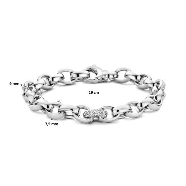 armband jasseron ovaal 7,5 mm zirkonia 19 cm zilver gerhodineerd - Afbeelding 3