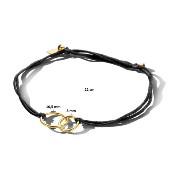 armband katoen rondjes 22 cm zilver verguld (met rubber/nylon/etc) - Afbeelding 2