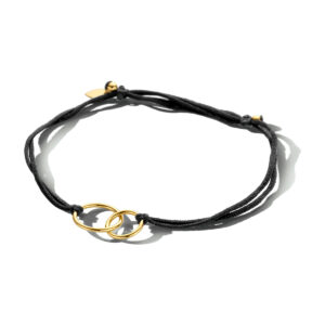 armband katoen rondjes 22 cm zilver verguld (met rubber/nylon/etc)