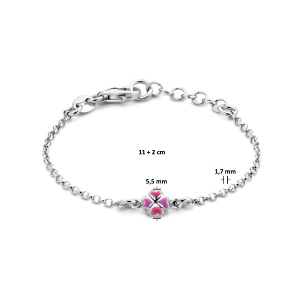 armband klaver 11 + 2 cm zilver gerhodineerd - Afbeelding 3