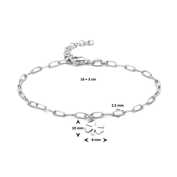 armband klaver 16 + 3 cm zilver gerhodineerd - Afbeelding 3