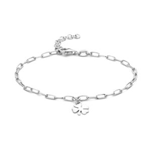 armband klaver 16 + 3 cm zilver gerhodineerd